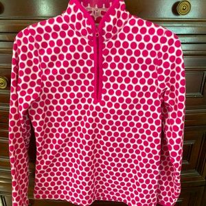 Lands’ End pink polka dot fleece